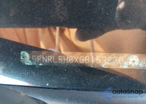 2016 Honda Odyssey Ex-L z USA, uszkodzony, nr VIN 5FNRL5H6XGB157230